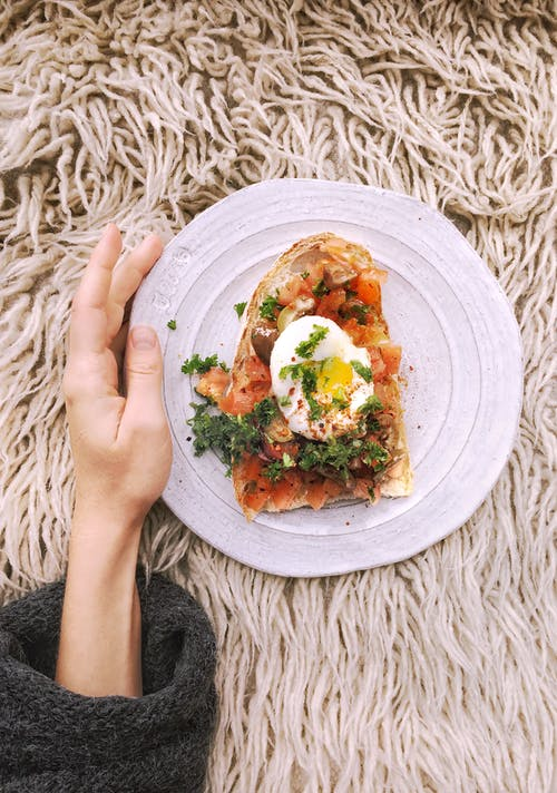 Toast with Ramp Kimchi & Poached Eggs